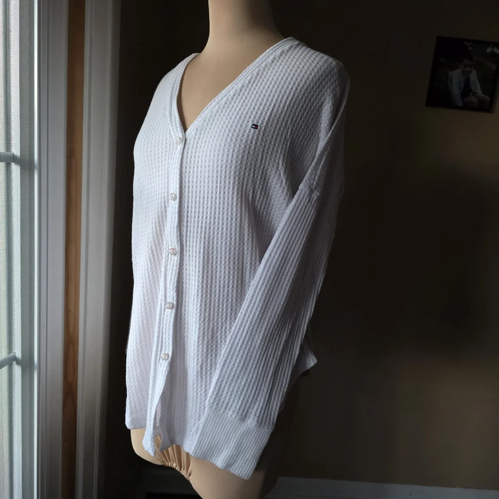 Tommy Hilfiger White Textured Cardigan - Picture 2 of 8
